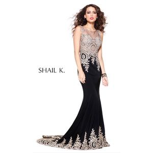 Shail K 3912 Classic Beaded Evening Dress